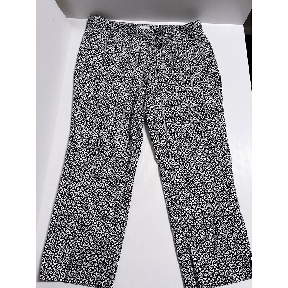 Laundry by Shelli Segal Black White Geometric Print Straight Leg Dress Pants 10